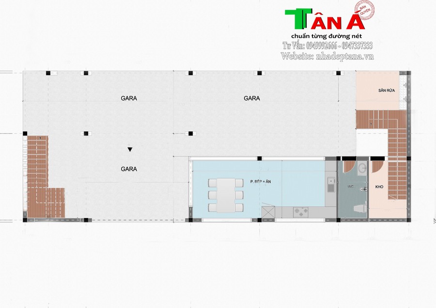 Nhà hiện đại 2 tầng mặt tiền 8m