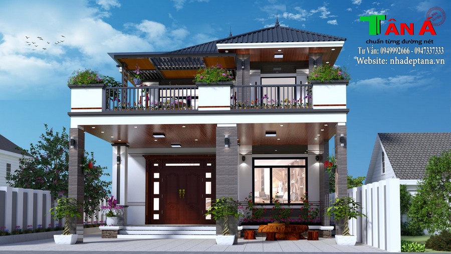 Thiết kế nhà uy tín mẫu nhà hiện đại 2 tầng đẹp tại Nghi Lộc- Nghệ An