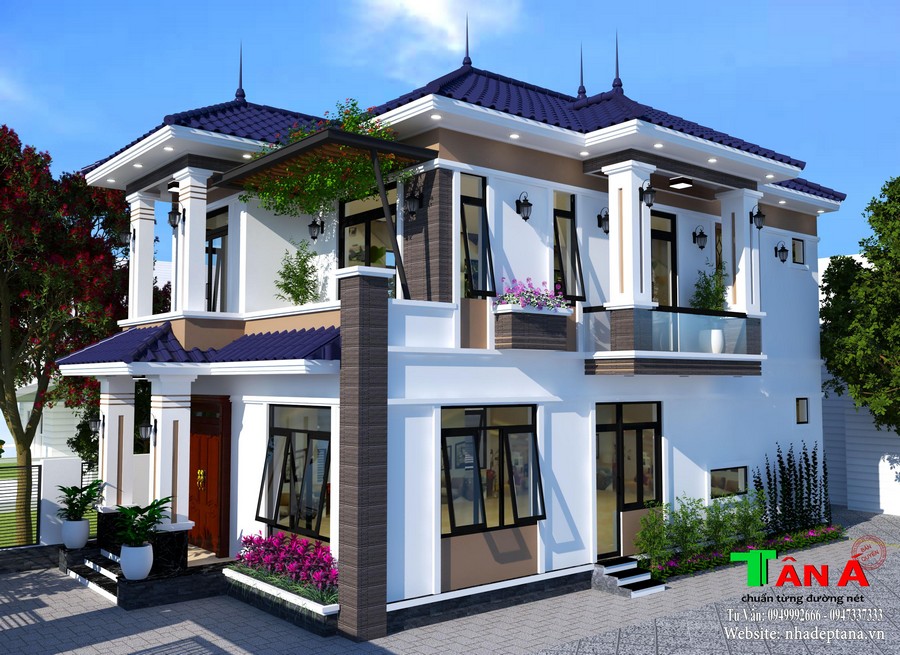 Thiết kế mẫu 2 tầng hiện đại đẹp mặt tiền 7.5m tại Hưng Nguyên - Nghệ An