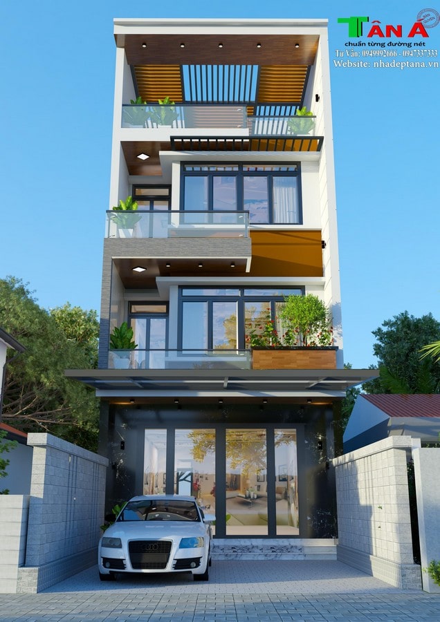Mẫu thiết kế nhà phố 4 tầng hiện đại tại Yên Thành - Nghệ An 