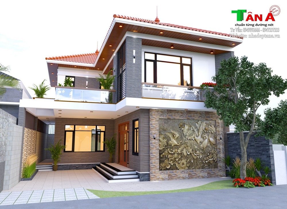 Thiết kế nhà 2 tầng mái ngói đơn giản 85m2 giá rẻ BT2280422 - Kiến trúc  Angcovat
