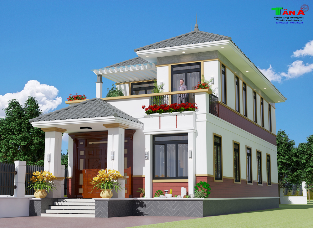 Thiết kế mẫu nhà 2 tầng mái nhật đẹp tại Thái Hòa - Nghệ An