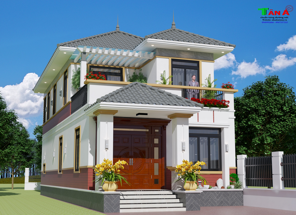 Thiết kế mẫu nhà 2 tầng mái nhật đẹp tại Thái Hòa - Nghệ An