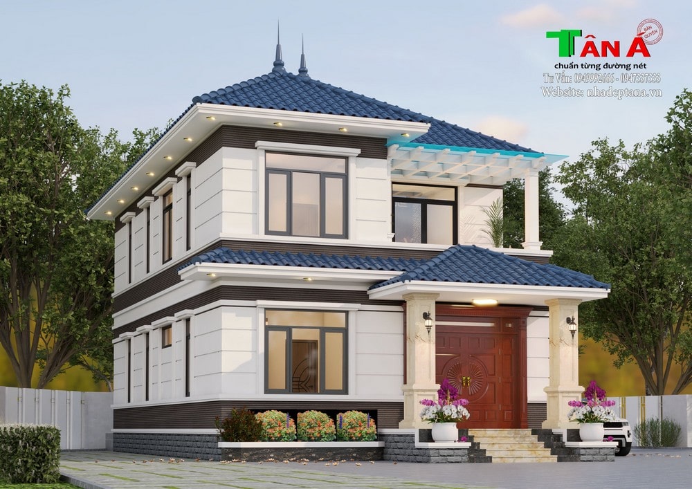 Thiết kế nhà ở 2 tầng mái nhật đẹp hiện đại tại Hà Tĩnh