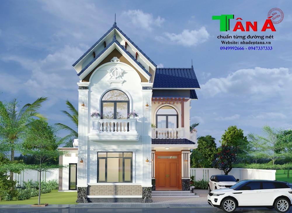 Mẫu nhà mái Thái 2 tầng chữ L đẹp tại Tân Kỳ mời khách hàng tham khảo
