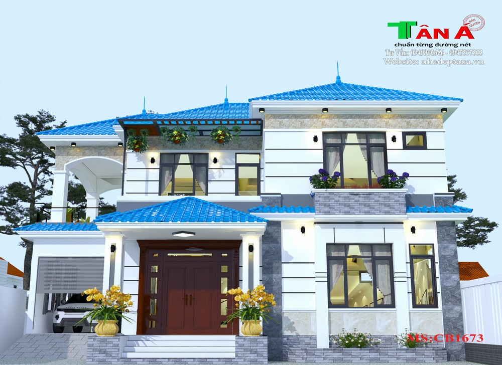 Thiết kế nhà 2 tầng mái nhật đẹp tại Huế