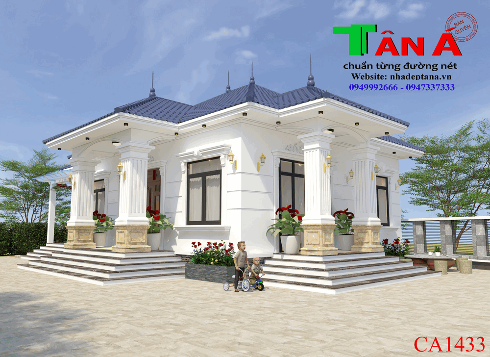 Thiết kế nhà vườn cấp 4 theo phong cách tân cổ điển tại Sóc Sơn - Hà Nội