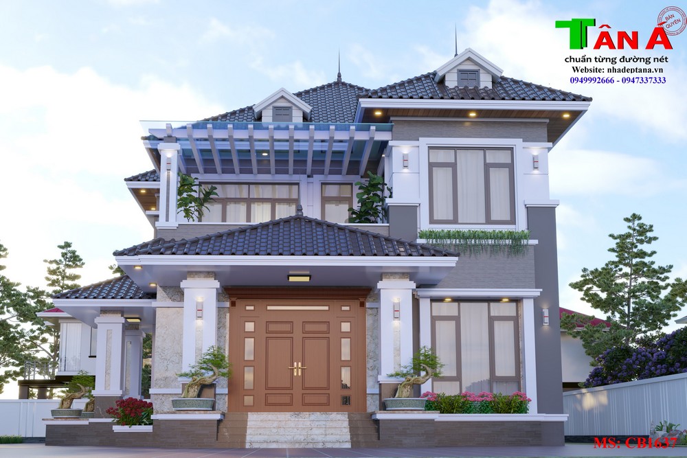 Mẫu nhà 2 tầng mái Nhật đẹp tại Sơn Thành - Yên Thành