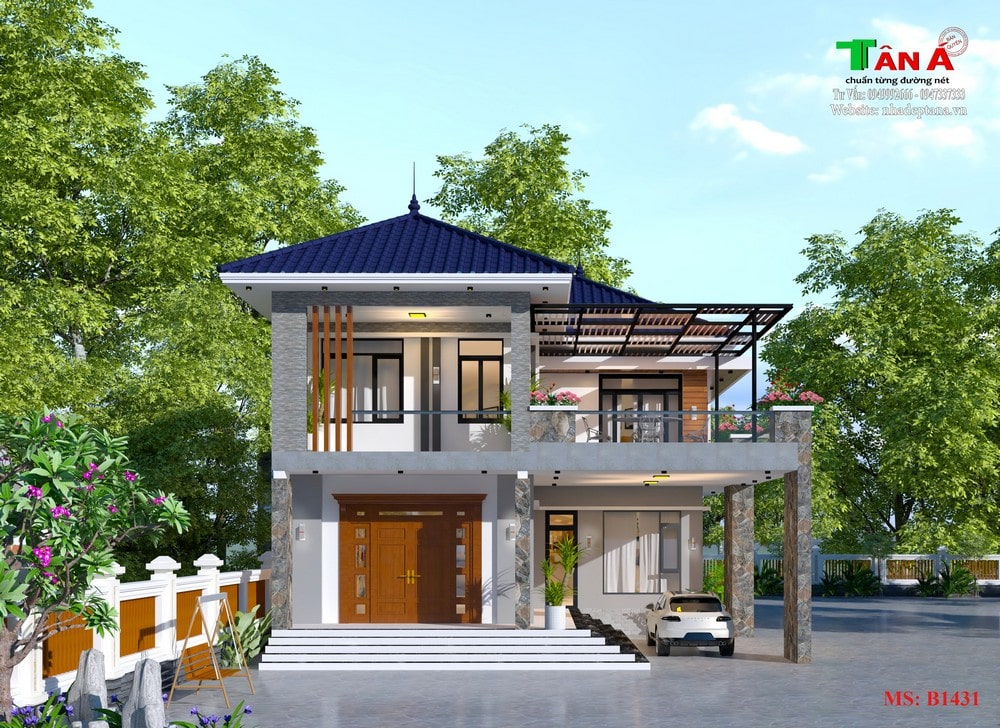 Thiết kế 2 tầng chữ L 10m tại Nghi Lộc - Nghệ An