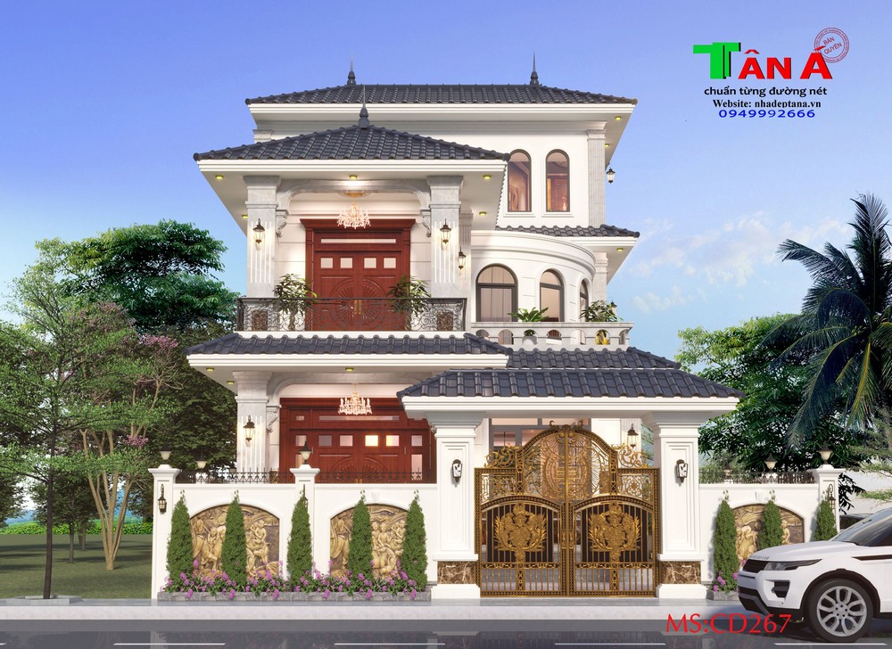 Phối cảnh tổng thể mẫu nhà 2 tầng 1 tum tại Nghi Lộc - Nghệ An