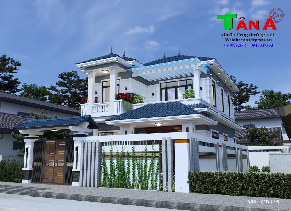 Phối cảnh tổng thê mẫu nhà 2 tầng mái Nhật đẹp hiện đại tại Lạng Sơn