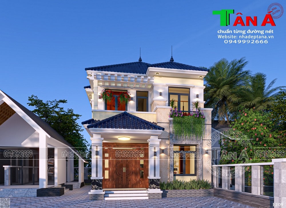 Thiết kế mẫu nhà 2 tầng hiện đại, sang trọng tại Sóc Sơn - Hà Nội- MSCE109
