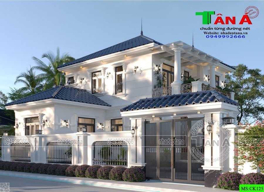 Mẫu 2 tầng mái nhật tách bếp tại Hà Nội