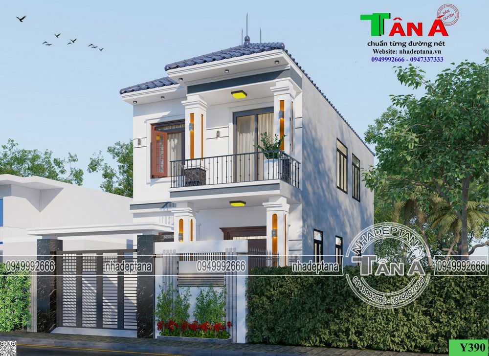 Mẫu 2 tầng mái nhật 4 phòng ngủ đẹp tại Diễn Châu