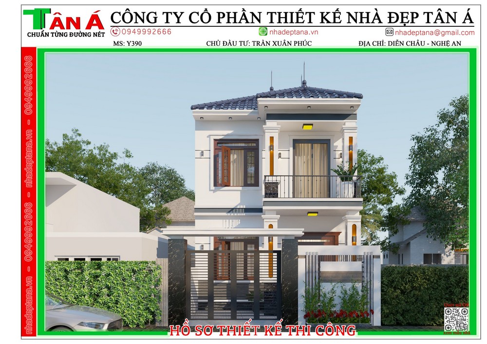 Mẫu 2 tầng mái nhật 4 phòng ngủ đẹp tại Diễn Châu